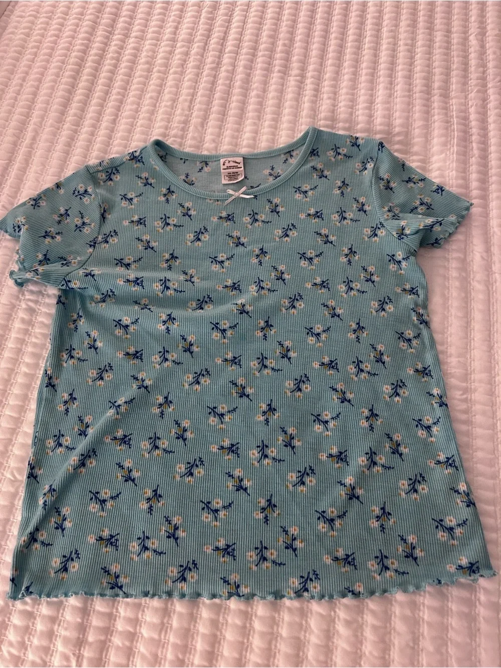 art class light blue floral ribbed sleep set with white bow. Size XXL (16-18)